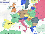 Map of Europe in 1919: the national boundary realignments resulting from the First World War