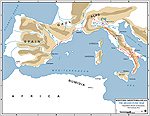 Hannibal's Invasion Route 218 BC - Map