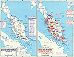 Map of World War II: Southeast Asia. Malaya December 1941 - January 1942.
