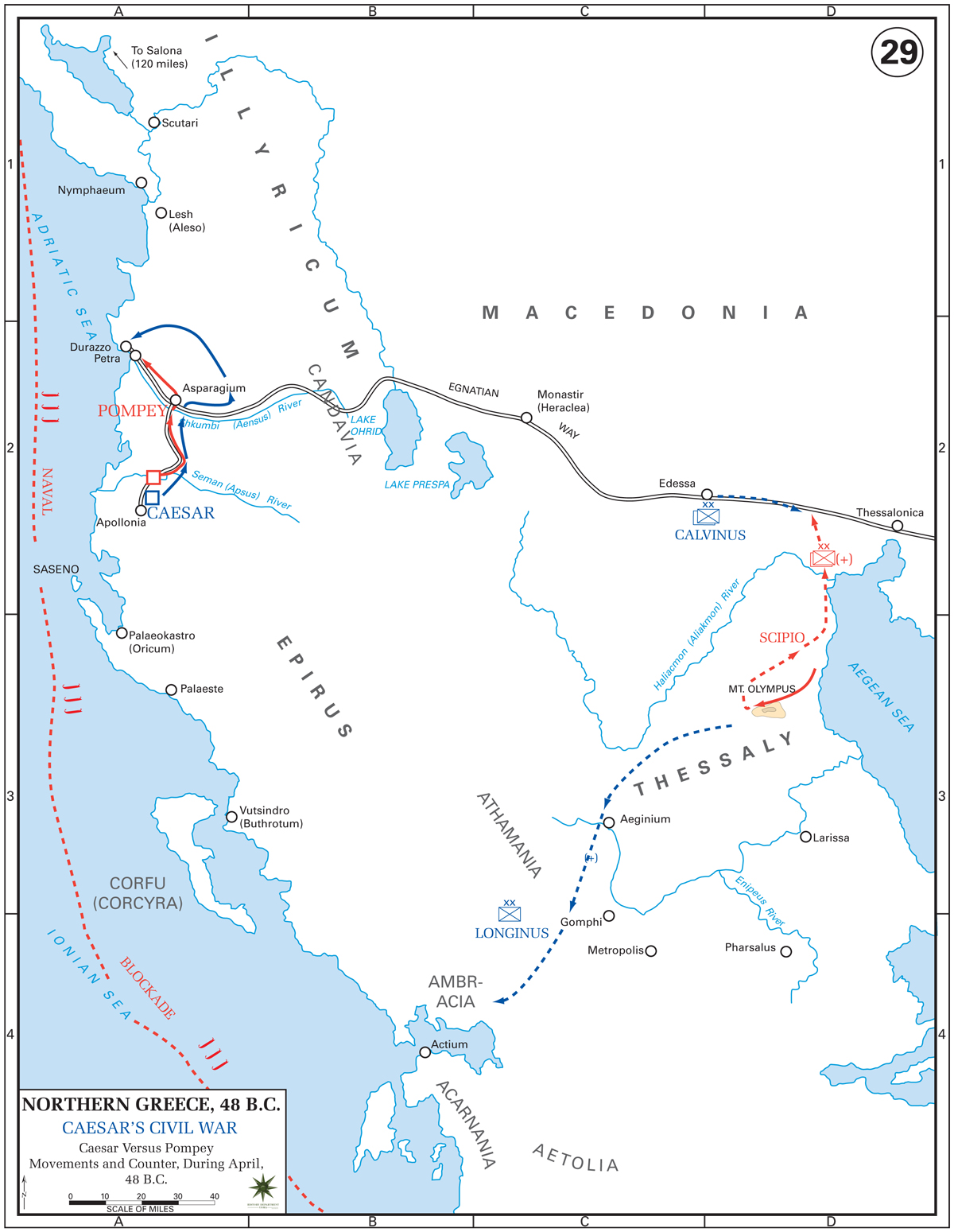 Map of the Roman Civil War: Movements During April 48 BC