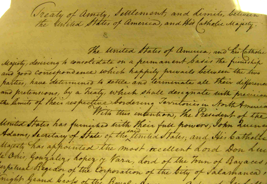 Treaty of Amity, Settlement, and Limits - Adams-Onis 1819. Photo copyright Daniel Brice