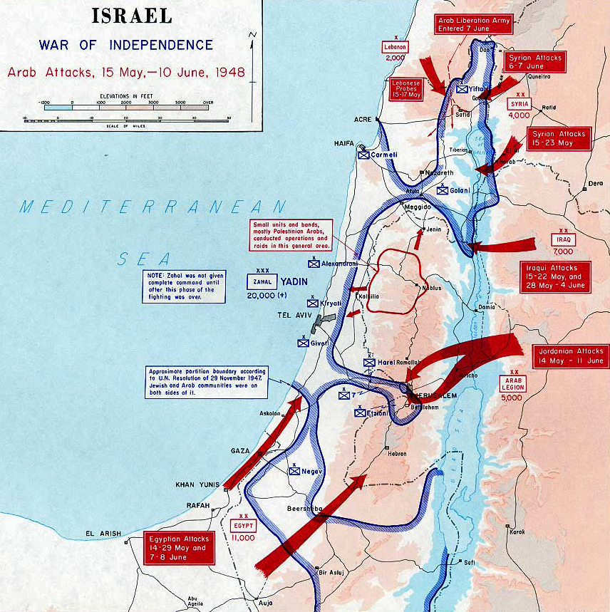 Map of the First Arab-Israeli War 1948