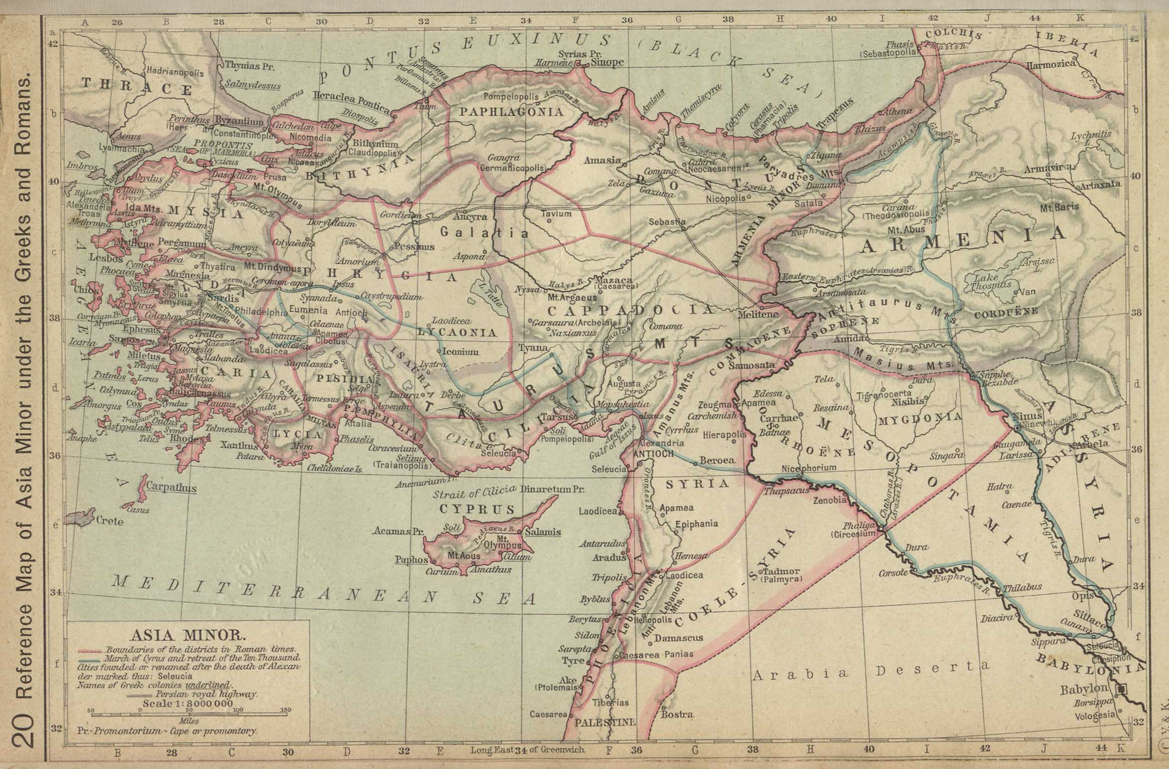 Map of Asia Minor under the Greeks and Romans