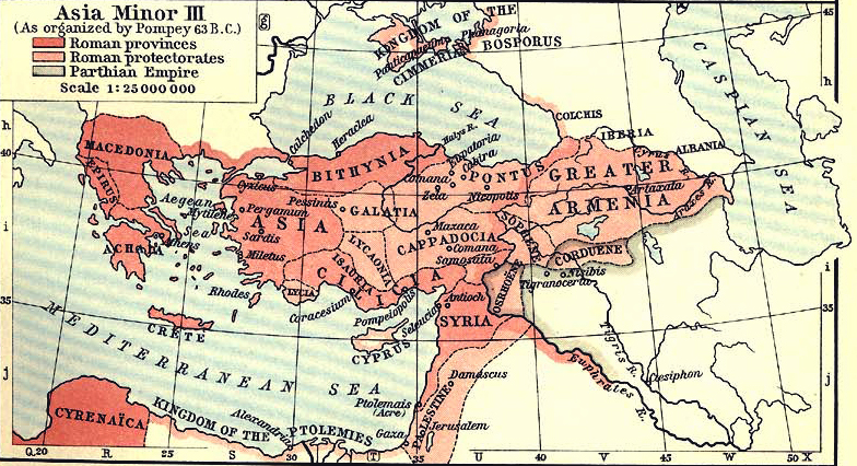 Map of Asia Minor as organized by Pompey, 63 B.C.