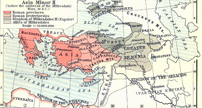 Historical map of the Growth of Roman Power in Asia Minor.