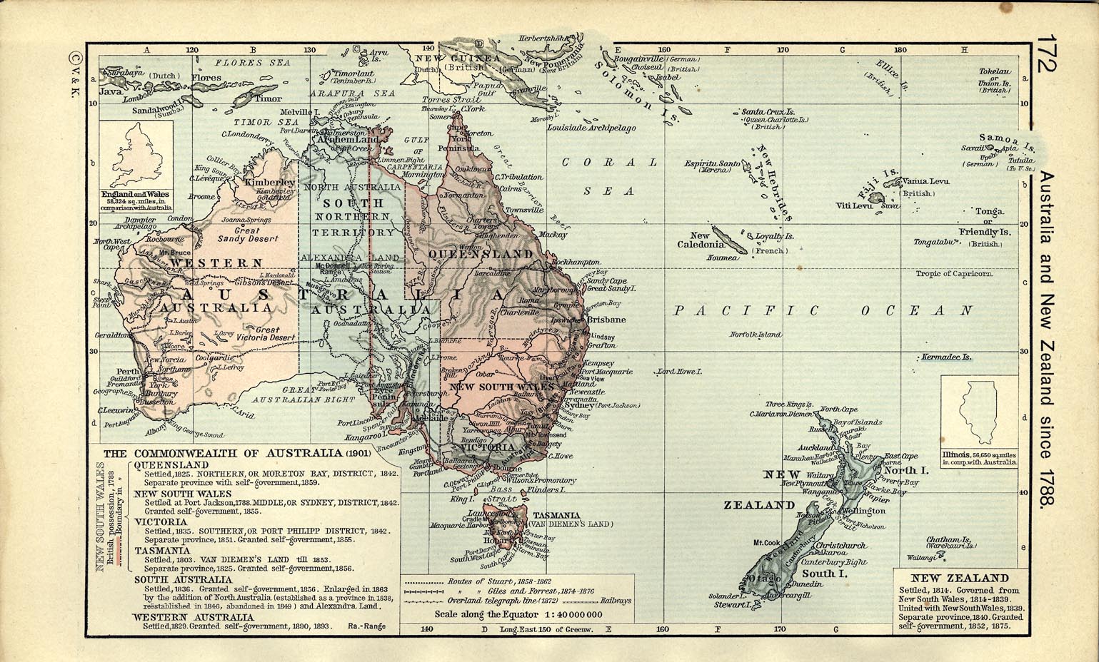 Map of Australia and New Zealand 1788-1911