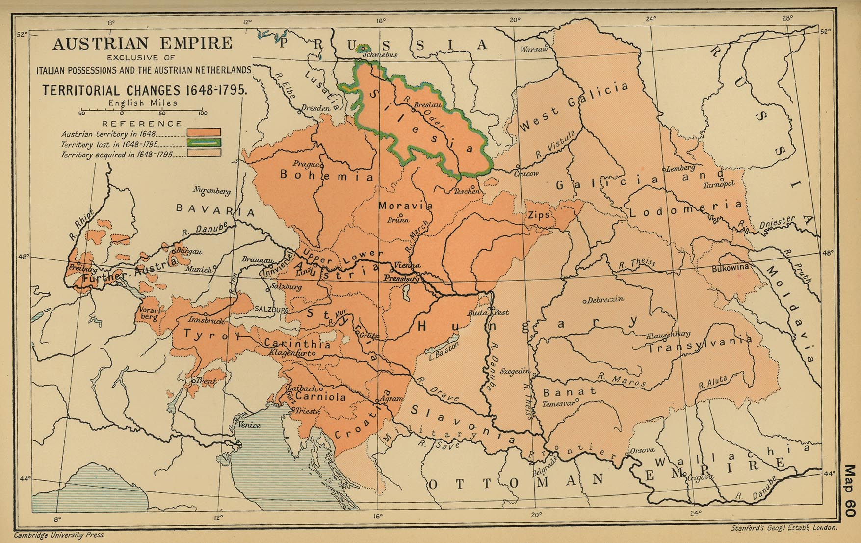 Map of the Austrian Empire 1648-1795
