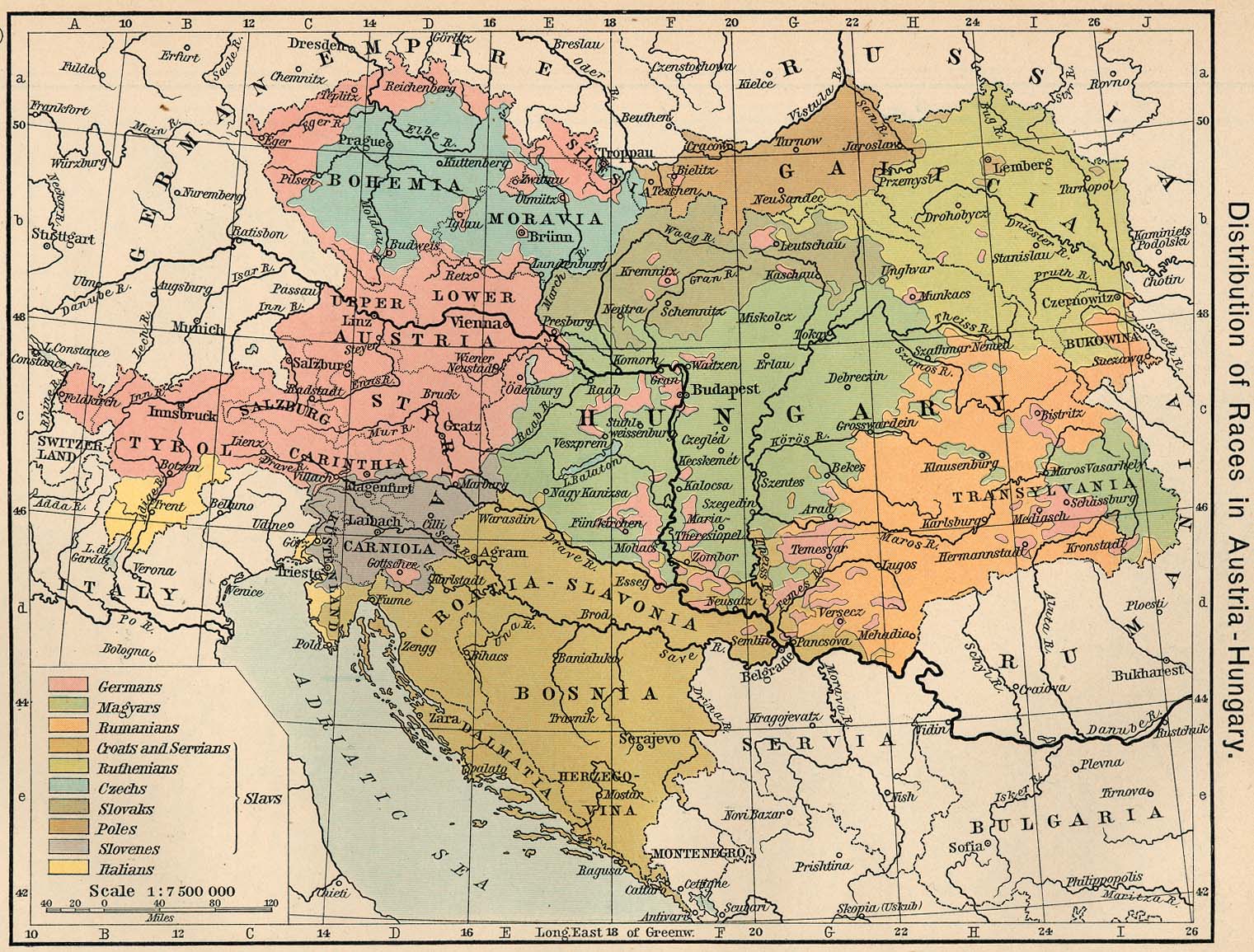 Map of Austria-Hungary 1911 - Races