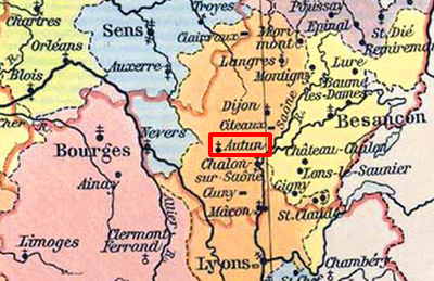 Map Location Autun - Ecclesiastical France 1789/1802