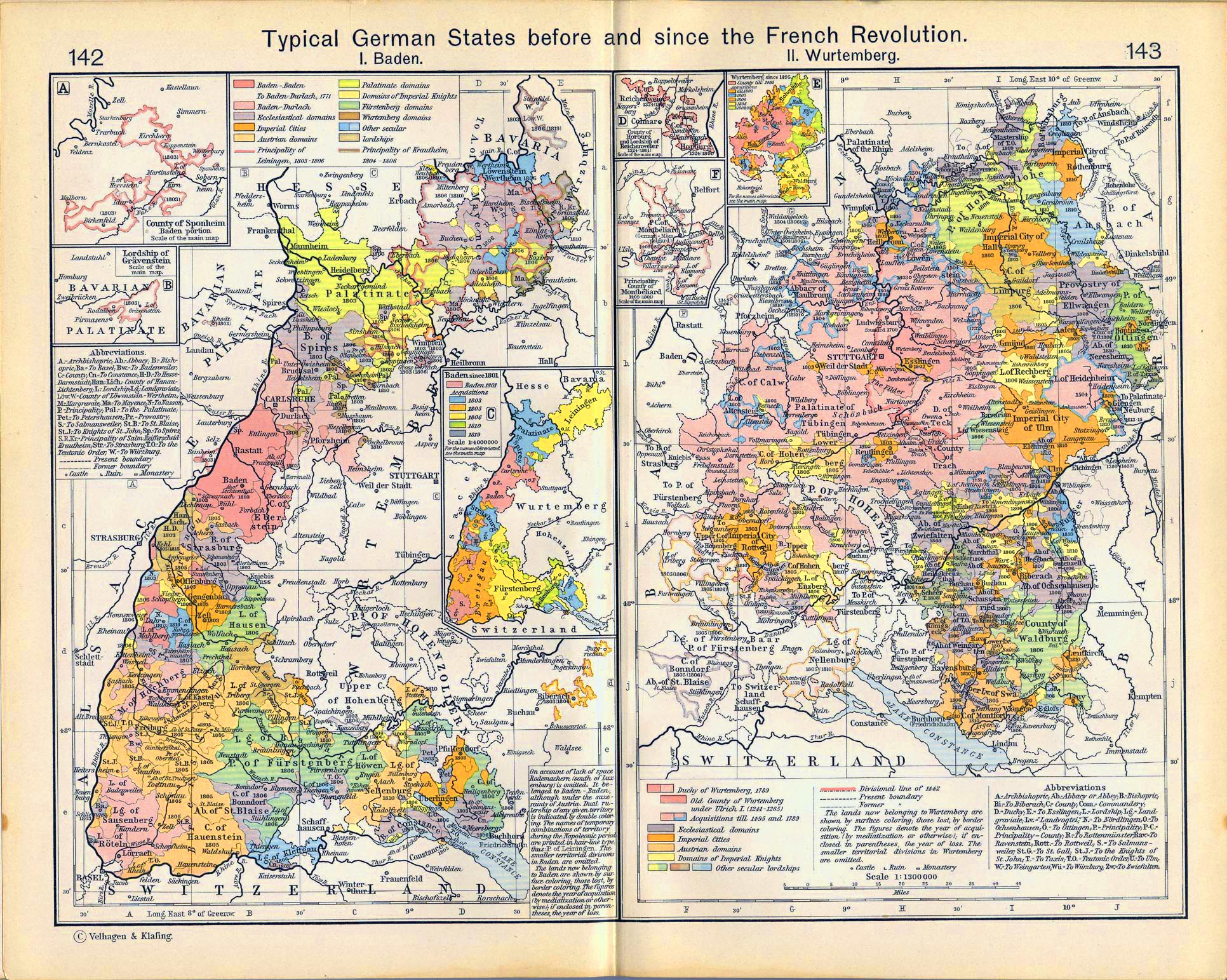 Map of Baden and Wurtemberg 1241-1911