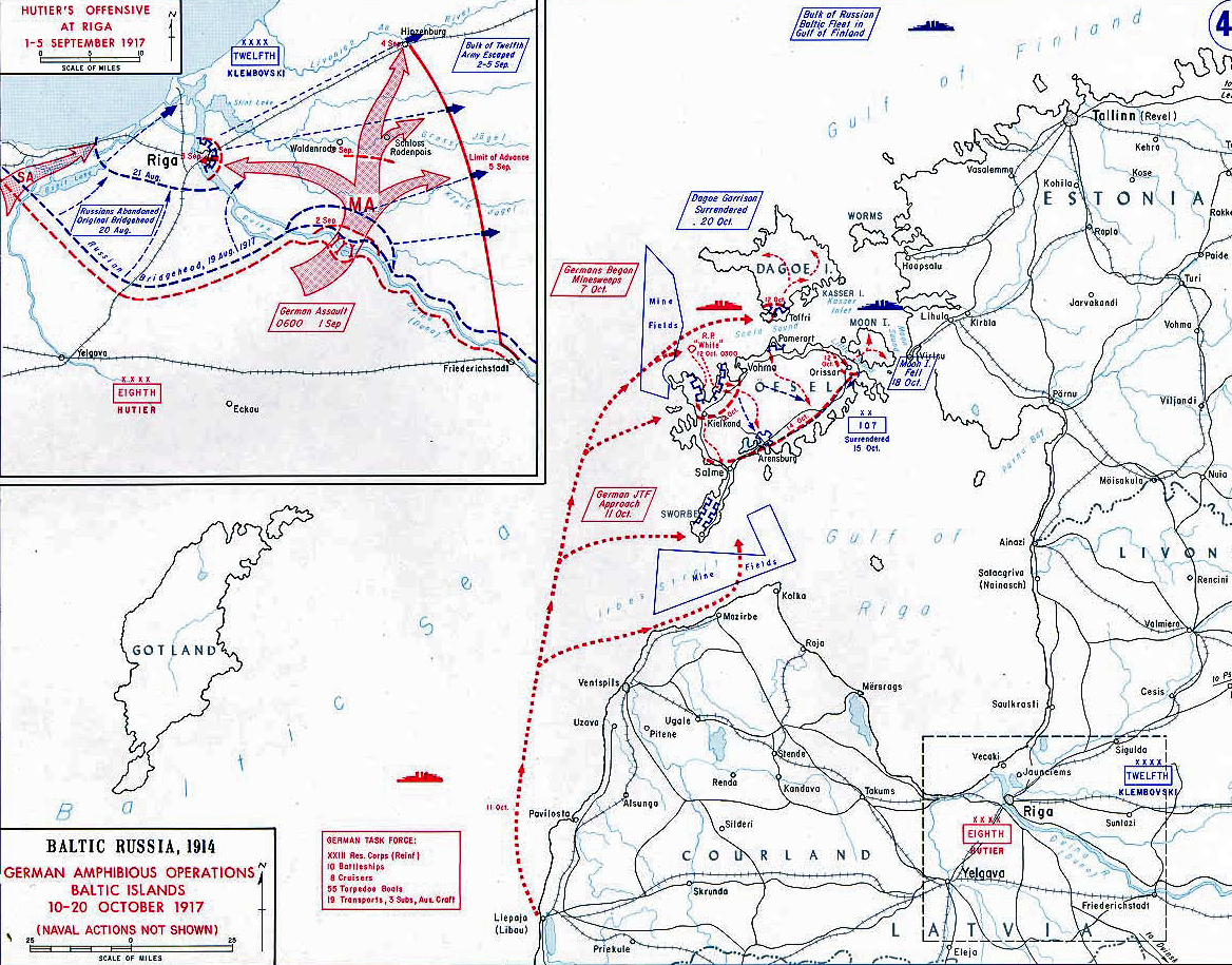 Map of WWI: Baltic Islands - Oct 10-20, 1917