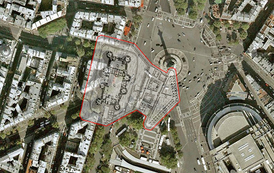 Bastille Outline on Google Satellite Map