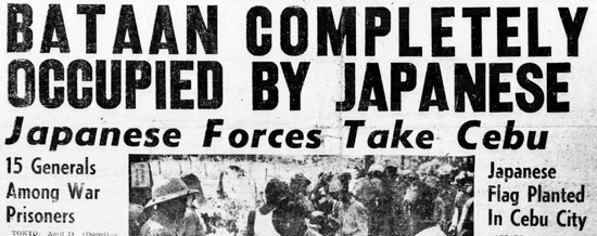 Original The Tribune Front Page — Manila, Philippines - Friday, April 24, 1942 - "Bataan Completely Occupied by Japanese"