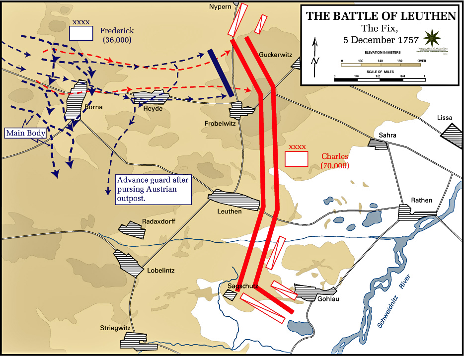 Map of the Battle of Leuthen - December 5, 1757: The Fix