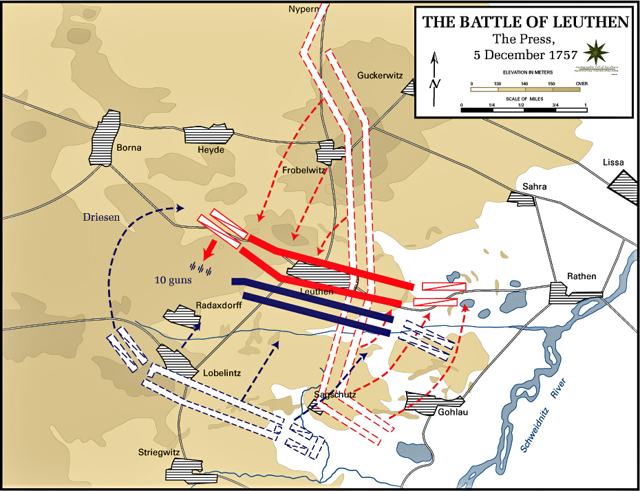 Map of the Battle of Leuthen - December 5, 1757 - The Press