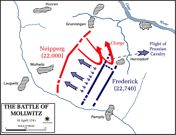 Map of the Battle of Mollwitz  - April 10, 1741