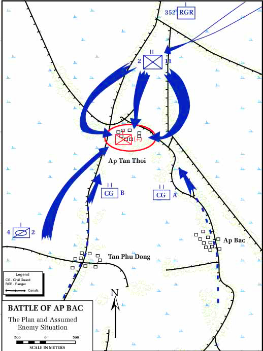 History Map of the Vietnam War. Battle of Ap Bac, January 2, 1963.