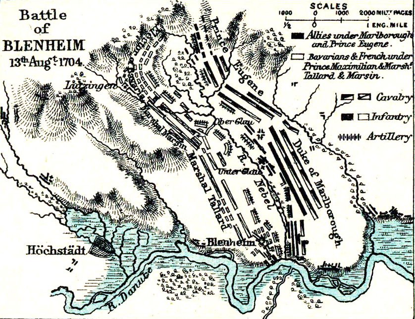 Map of the Battle of Blenheim - August 13, 1704