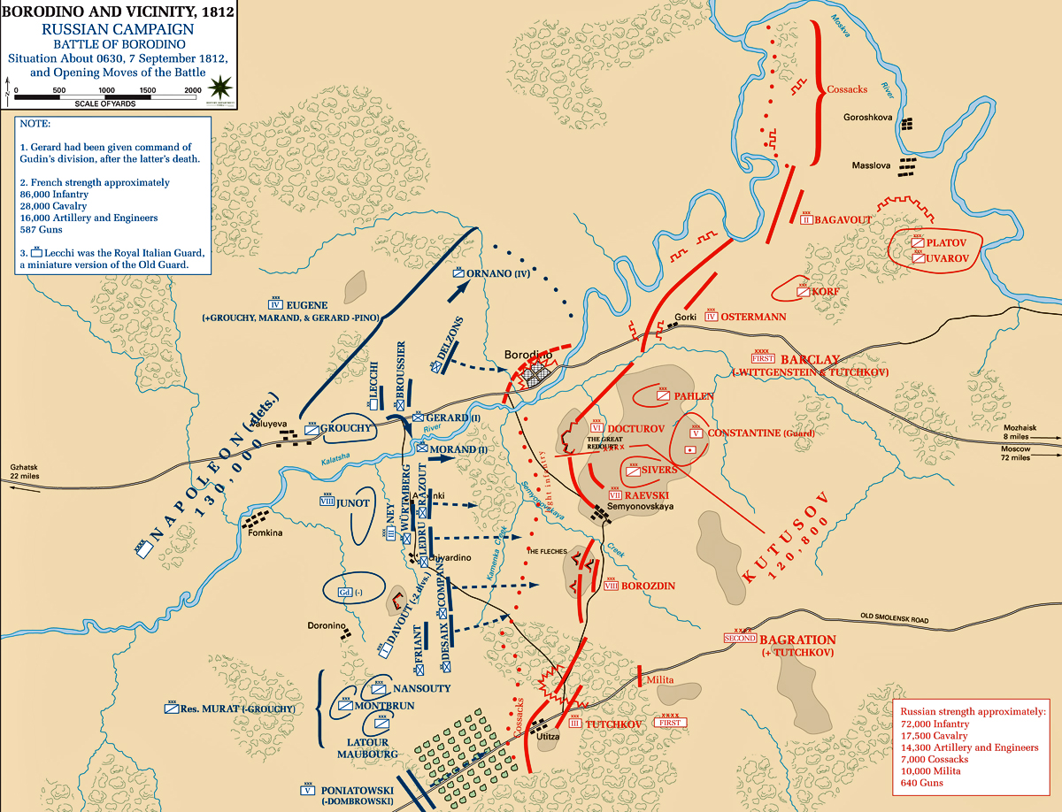 Map of the Battle of Borodino: 0630 Hours - September 7, 1812