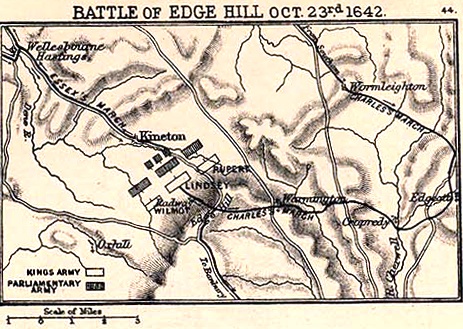 Map of the Battle of Edgehill - October 23, 1642