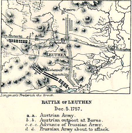 Map of the Battle of Leuthen - December 5, 1757
