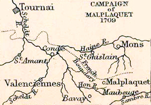 Map of the Battle of Malplaquet - September 11, 1709