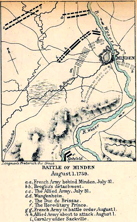 Map of the Battle of Minden - August 1, 1759