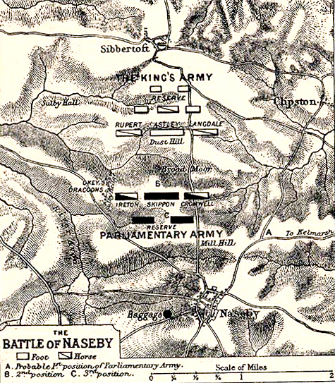 Map of the Battle of Naseby - June 14, 1645