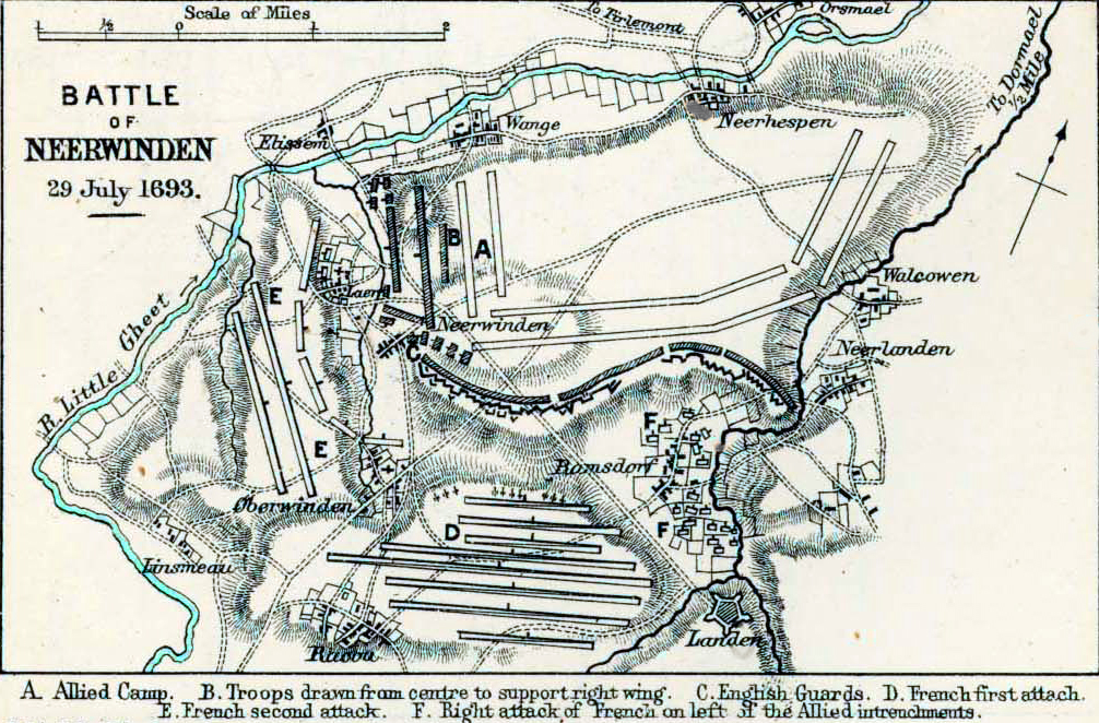 Map of the Battle of Neerwinden - July 29, 1693