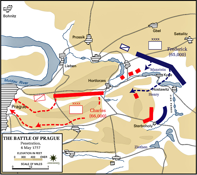 Map of the Battle of Prague - May 6, 1757