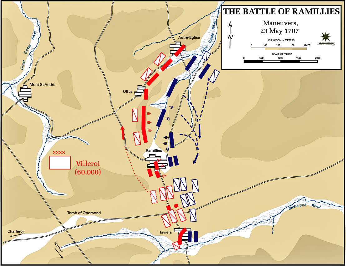 Map of the Battle of Ramillies - May 23, 1706: Maneuvers
