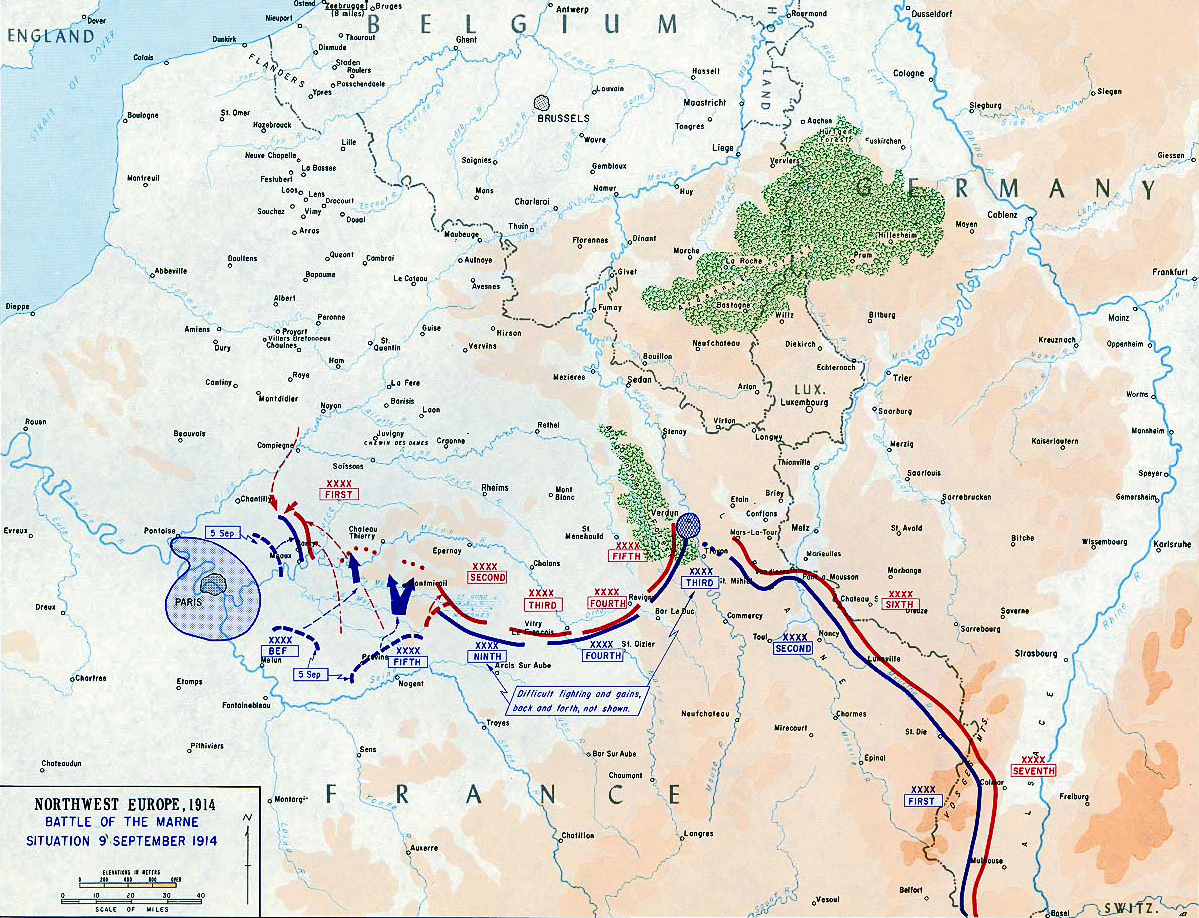 Map of the Battle of the Marne - September 1914