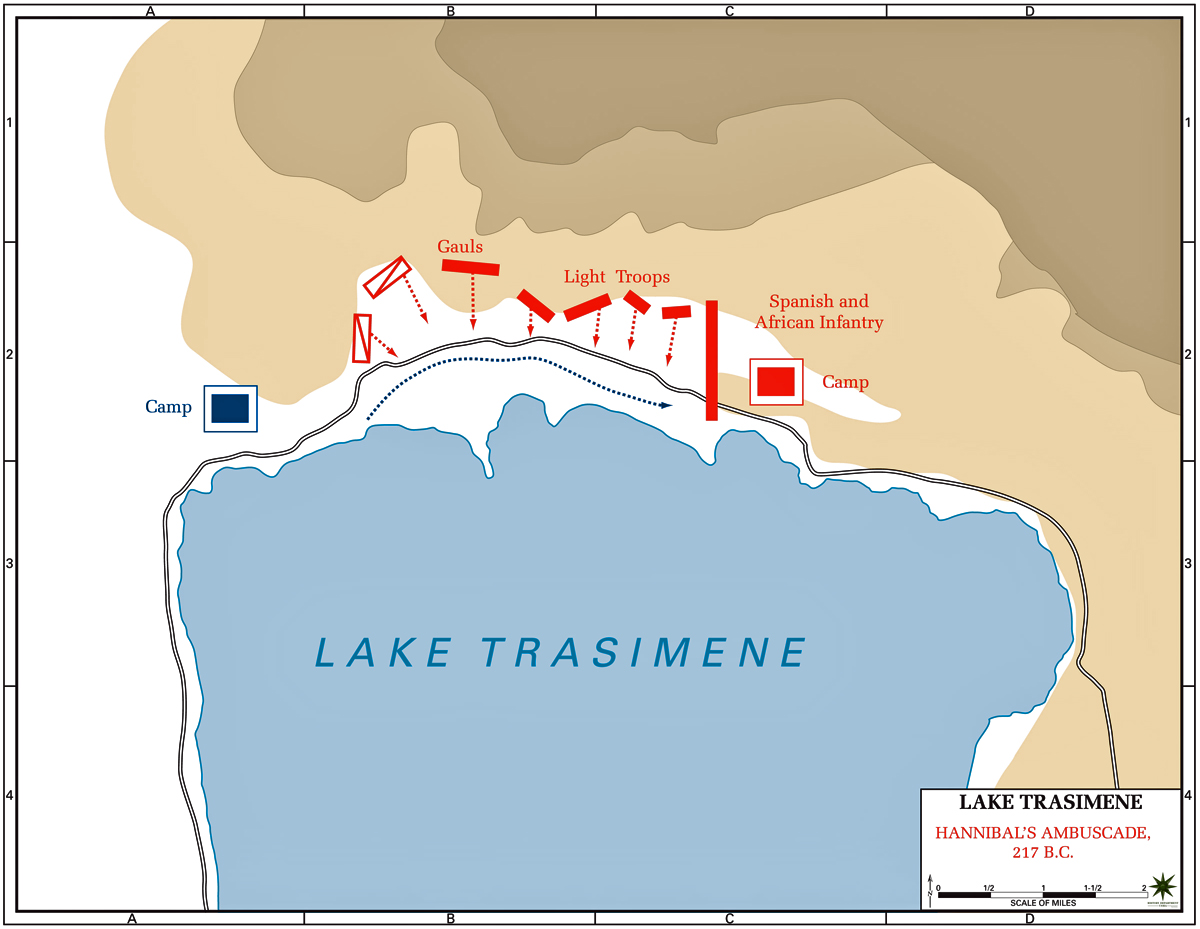 Map of the Battle of Lake Trasimene 217 BC