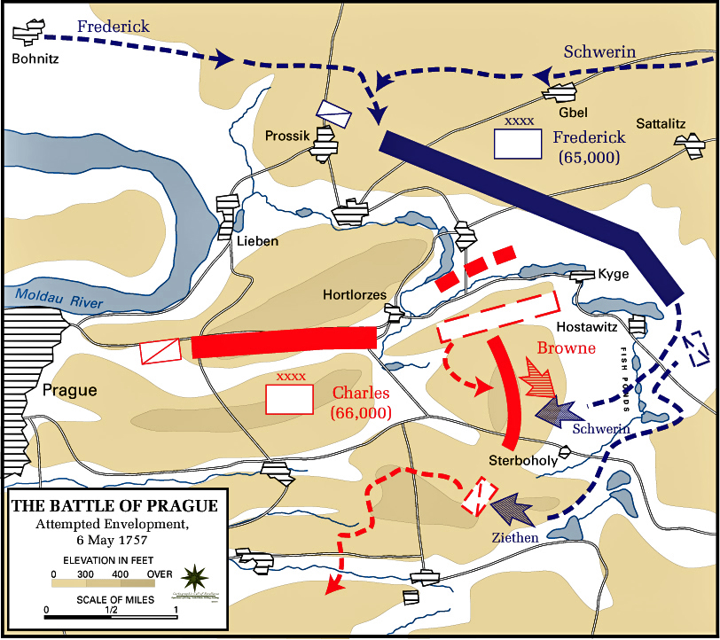 Map Of The Battle Of Prague Attempted Envelopment May 6 1757