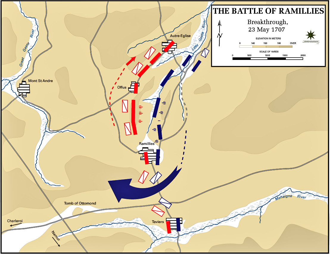 Map of the Battle of Ramillies - May 23, 1706: Breakthrough