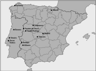 Map Locations of the Major Battles of the Peninsular War