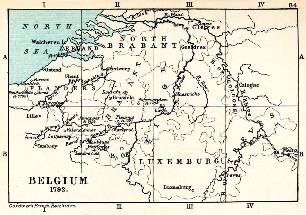Map of Belgium in 1792