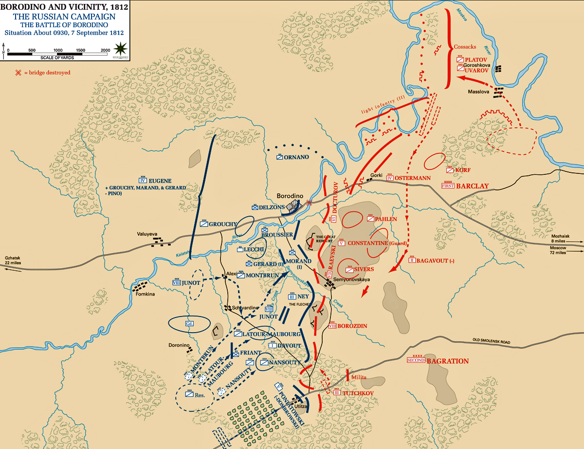 Map of the Battle of Borodino: 0930 Hours - September 7, 1812