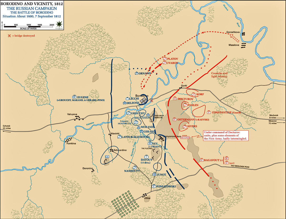 Map of the Battle of Borodino: 1600 Hours - September 7, 1812