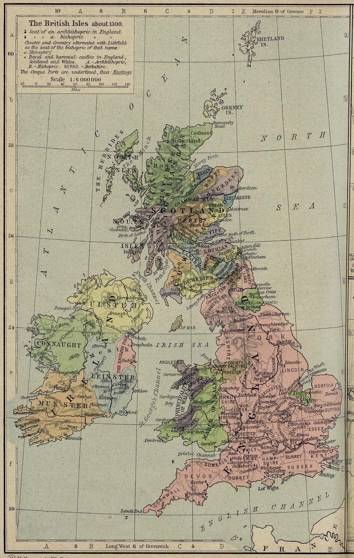 Map of the British Isles about 1300