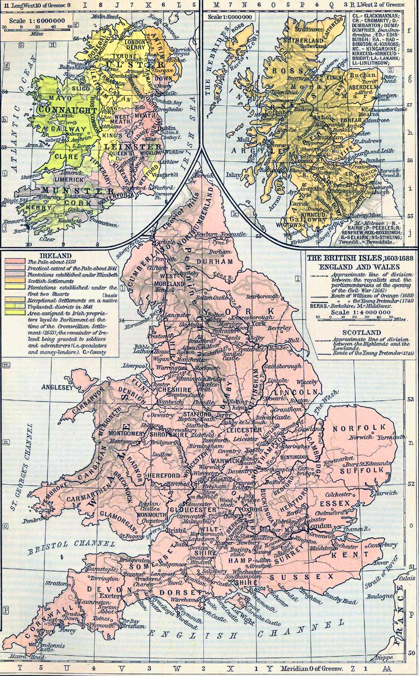 Map of the British Isles 1603-1688