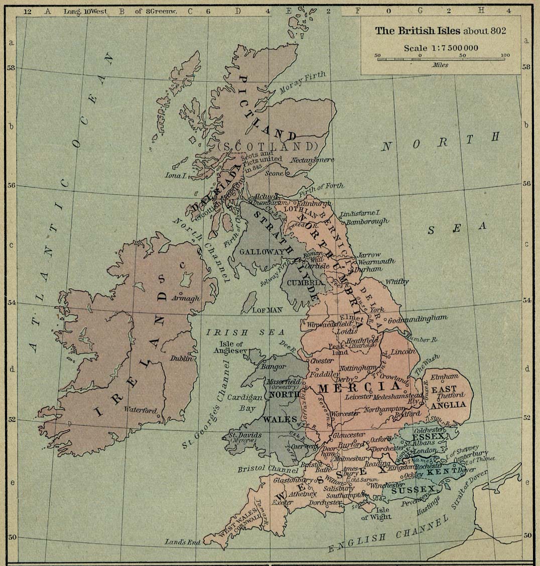 Map of the British Isles about 802