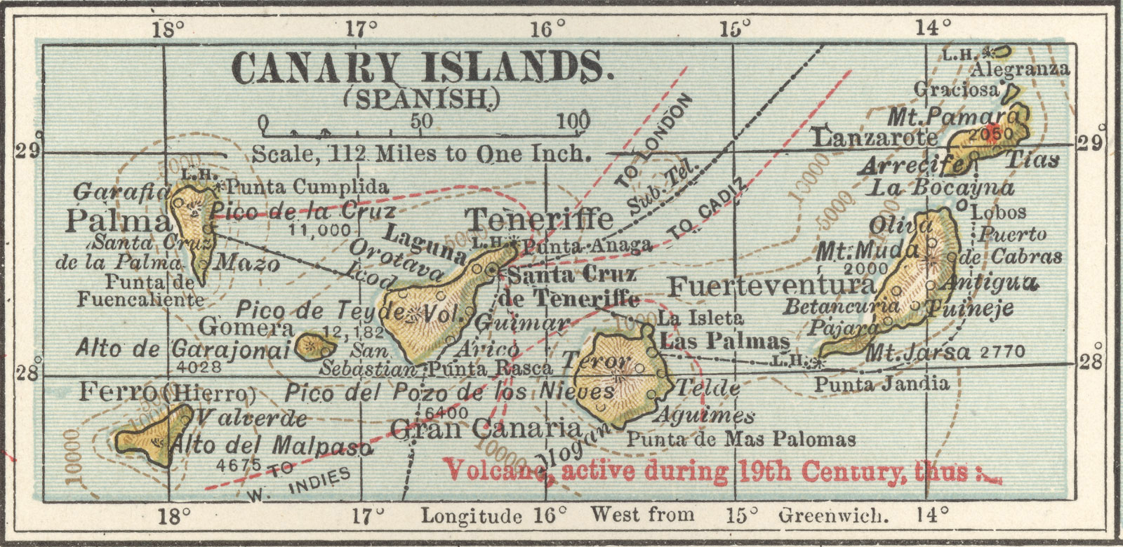 Map of the Canary Islands (Spanish), c. 1900