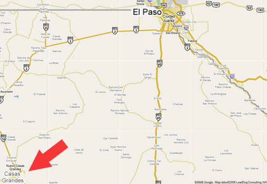 Location of Casas Grandes, Chihuahua, Mexico - Enhanced Google Map