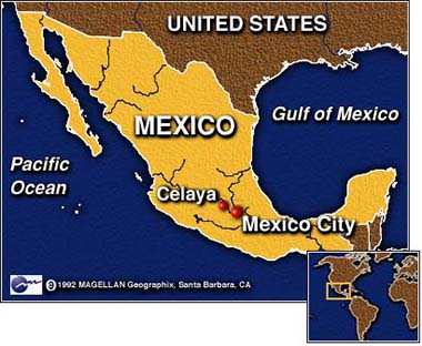 MAP LOCATION OF CELAYA, GUANAJUATO, MEXICO