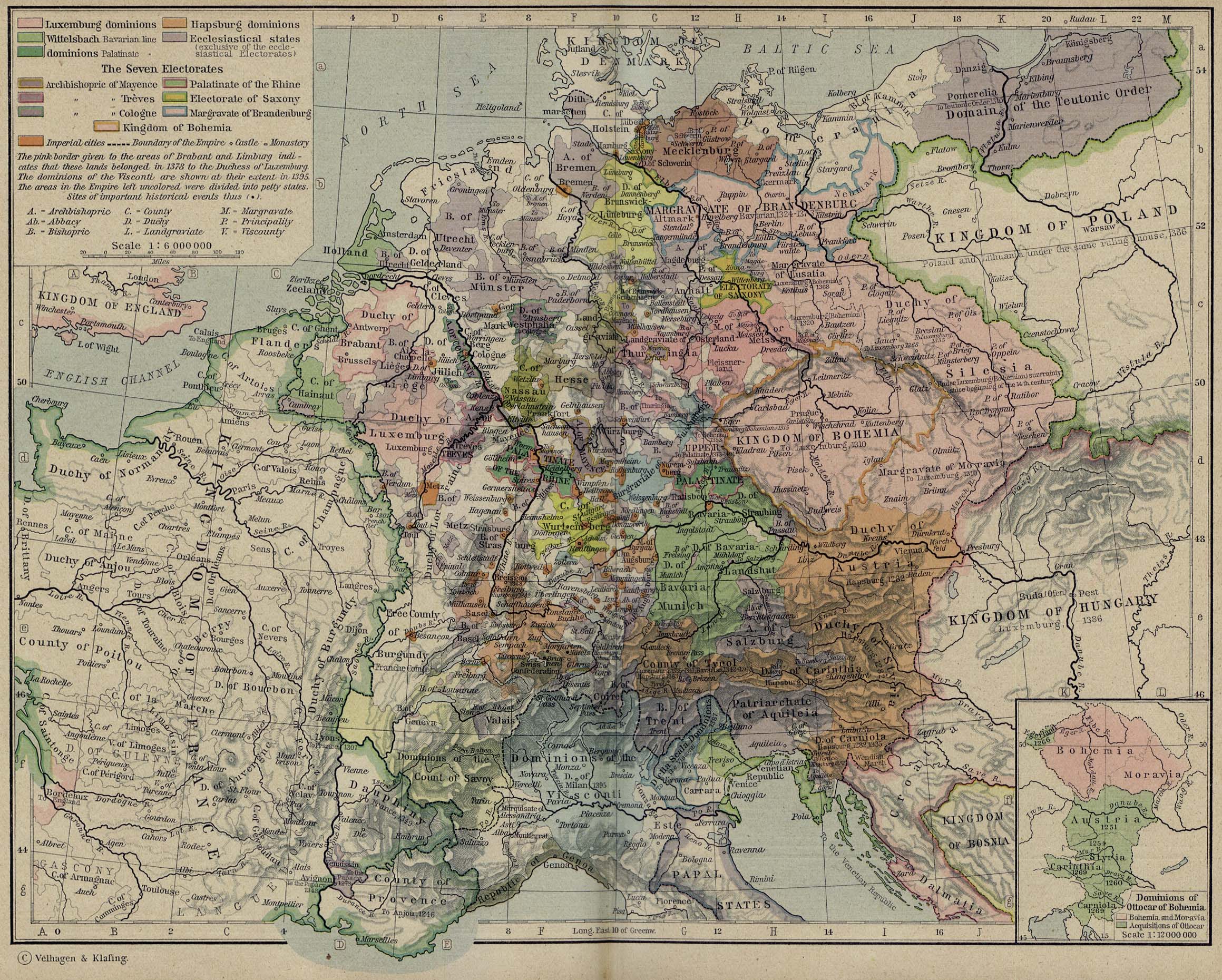 Map of Central Europe in 1378