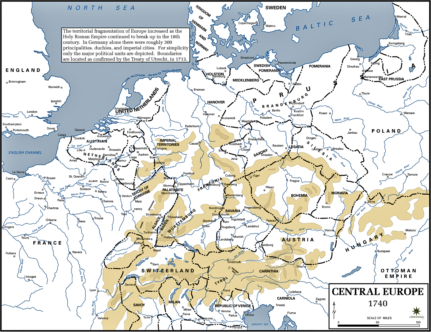 Map of Central Europe 1740