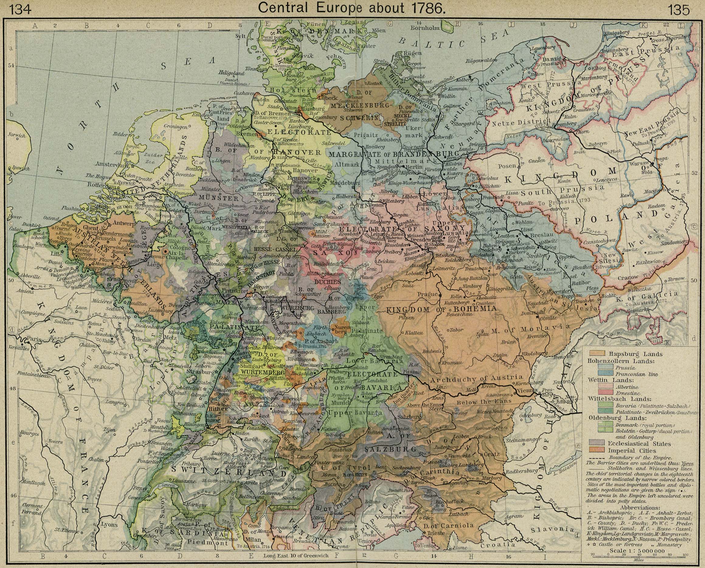 Map of Central Europe about 1786