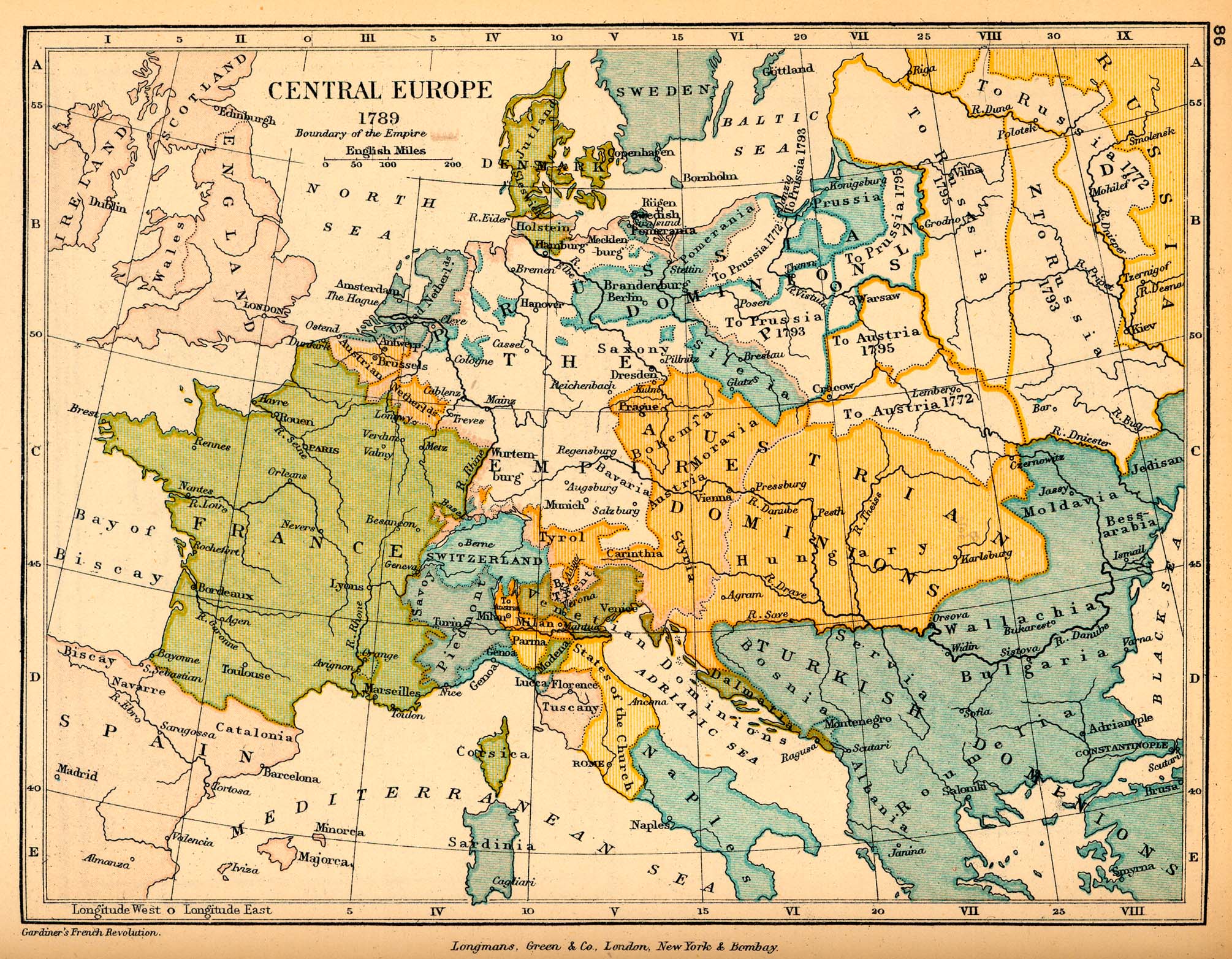 Map of Central Europe 1789