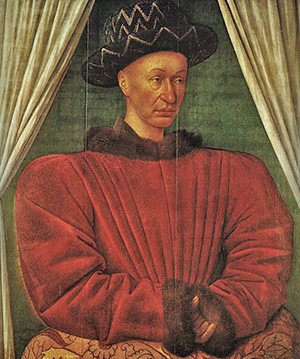French King Charles VII, formerly the Dauphin Charles, around 1447